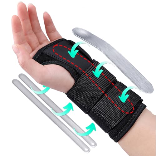MOANATURA Muñequera Tendinitis Muñeca Ortopédica con 3 Férulas de Aluminio para Túnel Carpiano, Torceduras y Artrosis. Muñequera Metacarpiana para Artritis o Esguince de Mano. (Talla única, Izq)