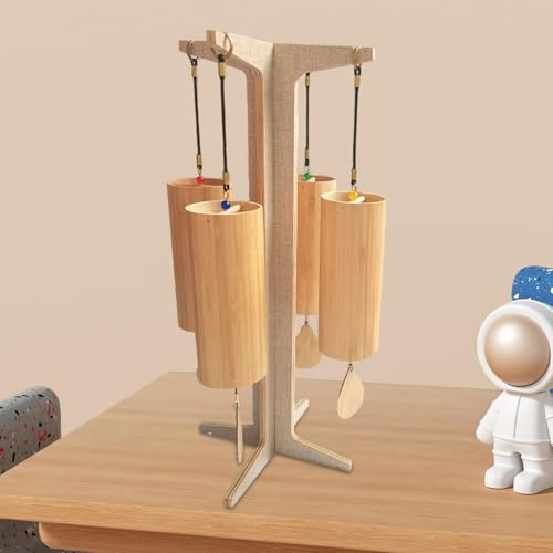 Vaveren Chime Stand Gong Stand Multipurpose, Wooden Chime Holder, Wind Chime Wood Stand for Tea Room, Meditation, Tabletop, Style A