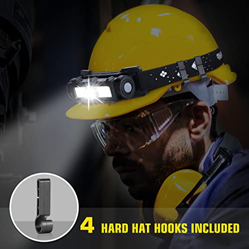 Headlamp Rechargeable, 2000 Lumen Super Bright LED Head lamp Flashlight, Waterproof Head Light with White Red Light for Adults, 7 Modes for Outdoor Camping Running Hiking, Hard Hat Headlamp