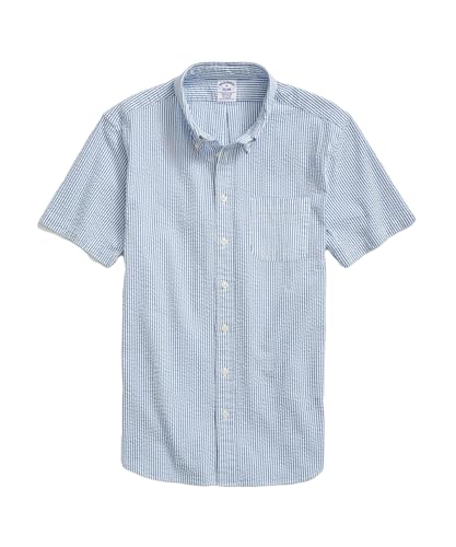 [Brooks Brothers] ブルックス ブラザーズ ストレッチコットン シアサッカーストライプ ショートスリーブ スポーツシャツ Regular Fit 100200007 ブルー M