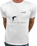 Market Trendz Logo oficial de la NASA I Need My Space | NASA T Shirts Kids | NASA Clothing Hombre, Negro sobre blanco, Large