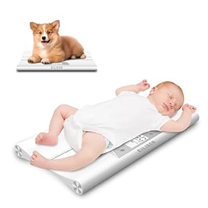 EILISON Baby Scale with Height Measuring – Digital Weight Scale for Infants, Toddlers & Pets – 0.1-44 lbs, Tare Function, Hold Feature, Accurate Baby Weighing Scale for Growth Tracking (White)