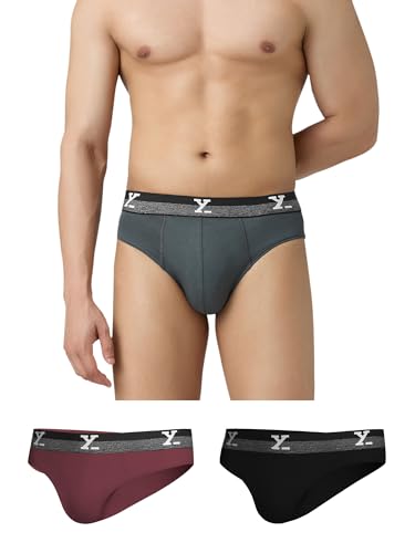 Image of XYXX Men's Aero 100% Super Combed Cotton Regular Fit Solid Anti Bacterial Briefs with No Marks Waistband (Pack of 3)
