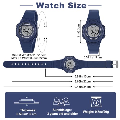 Image of SOCICO Kids Digital Watch 50M Waterproof & 7 Color Lights for Boys Girls