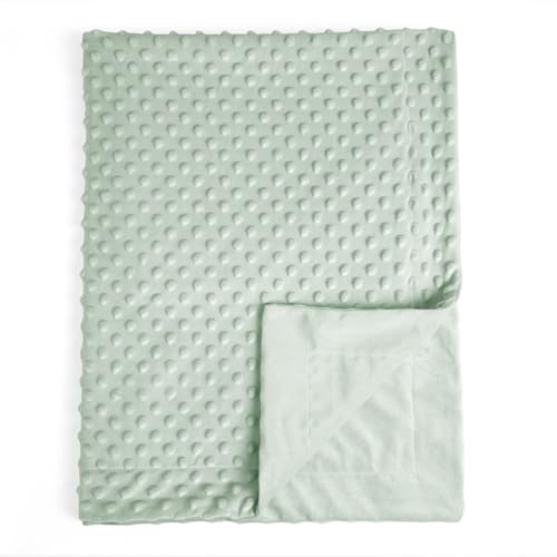 Image of david's kids Micro Fleece Minky Baby Blanket for Girls with Double Layer and Soothing Raised Dots, 40x50 Inches Breathable and Soft Lightweight Receiving Blanket for Newborns, Sage Green