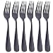 Matte Black Dinner Fork, GoGeiLi Stainless Steel Satin Finish 8.0-inch Silverware Flatware Fork Set, Service for 6, Dishwasher Safe