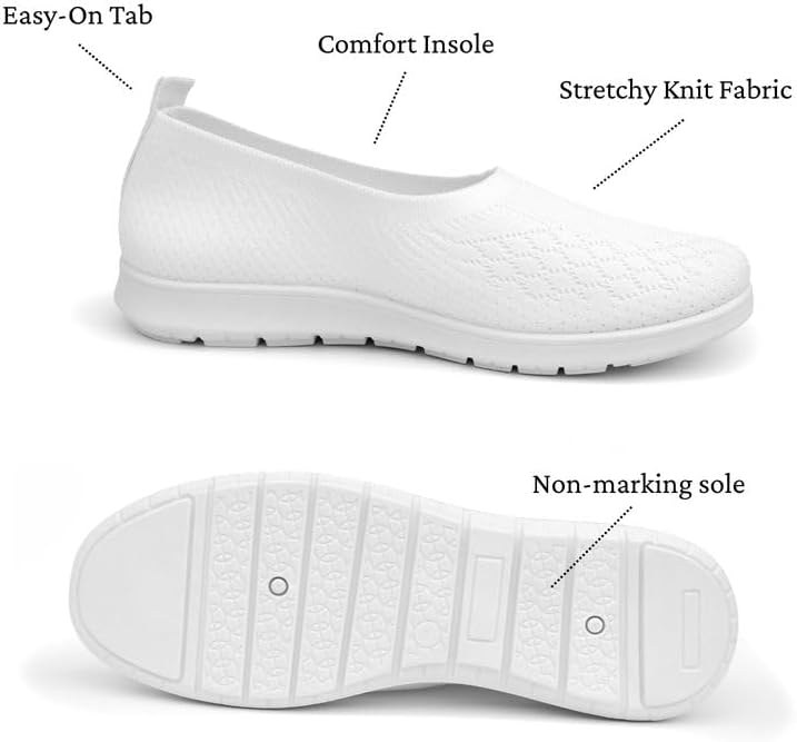Womens White Temple Slip-On Shoe | Extra Padded Insoles | Wide Toe Box | Lightweight, Non-Slip Temple Footwear