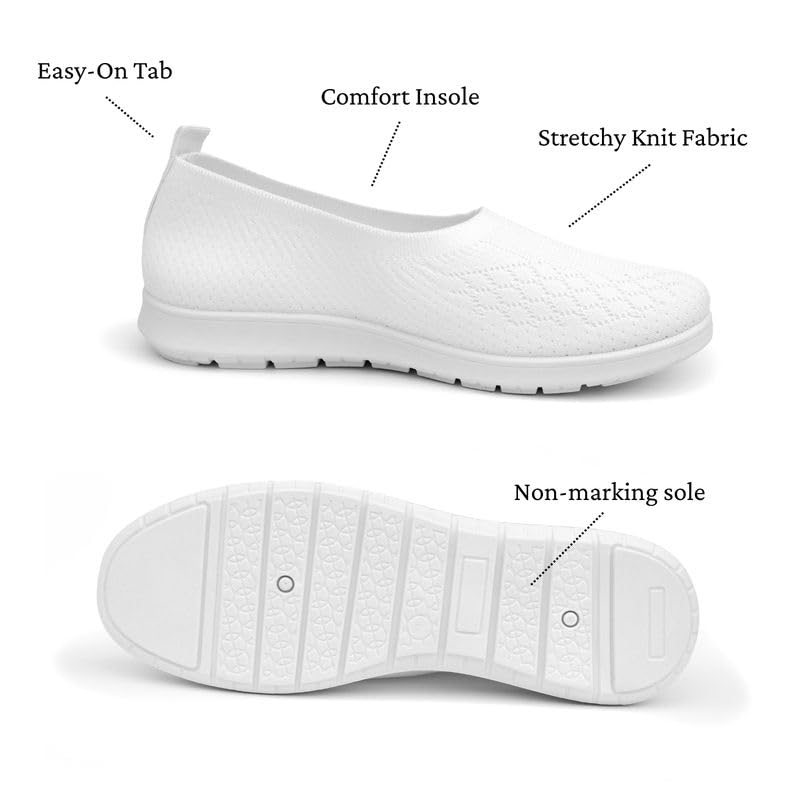 Womens White Temple Slip-On Shoe | Extra Padded Insoles | Wide Toe Box | Lightweight, Non-Slip Temple Footwear2
