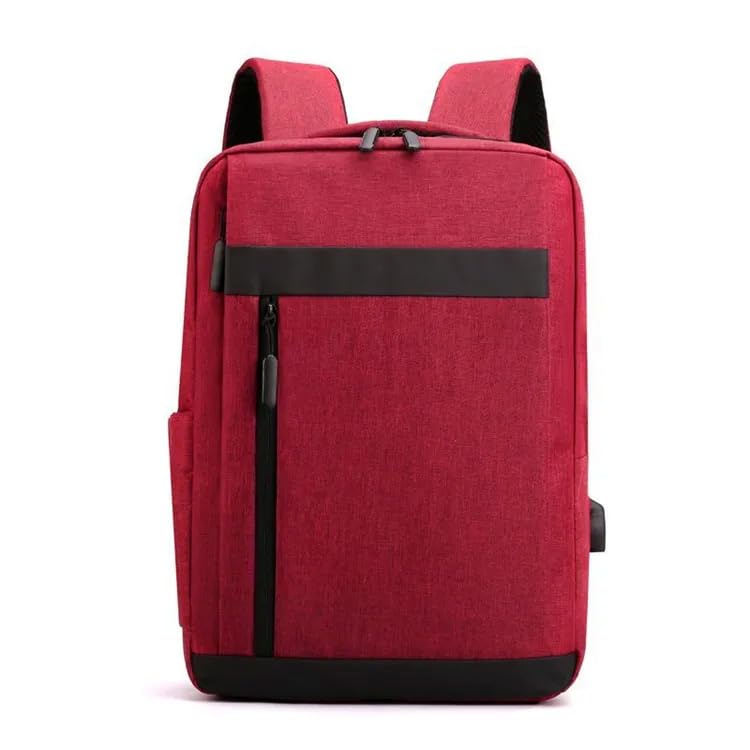 Sac à dos pc portable en toile rouge compartiments multiples grand volume 45cm
