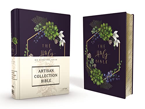 NIV, Artisan Collection Bible, Women’s Bible with Journaling Space, Cloth over Board, Navy Floral, Designed Edges under Gilding, Red Letter, Comfort Print