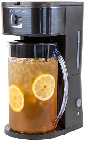 HomeCraft HCIT3BS 3-Quart Black Stainless Steel Café' Iced Tea And Coffee Brewing System, 12 Cups, Strength Selector & Infuser Chamber, Perfect For Lattes, Lemonade, Flavored Water, Large Pitcher