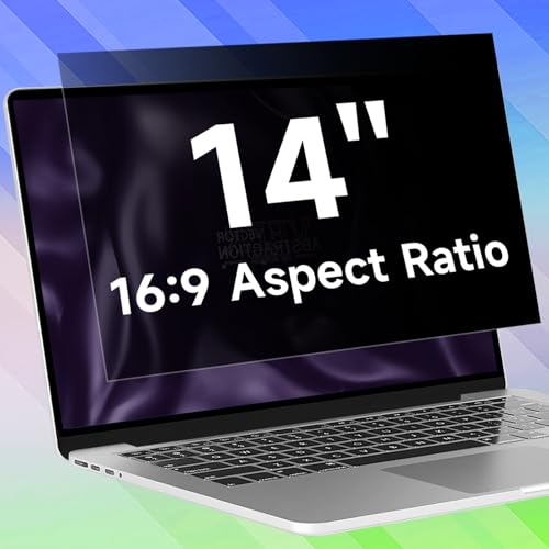 Image of 14 Inch 16:9 Laptop Privacy Screen Filter, Anti Blue Light Glare & Anti Scratch Computer Privacy Shield for 14 inch with 1920x1080 Aspect Ratio Laptop