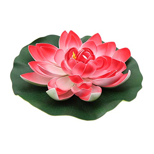 Cabilock Nénuphar Artificiel Flottant Fleur De Lotus Imitation Décoration pour Bassin Rouge