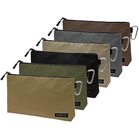 COREFLEX Premium Tool Pouch Zipper Bag, Small Tool Bag, Multipurpose Storage pouch, Heavy duty Flat Bottom Tool bag with YKK Zipper (6 pack Large 12inch) Cover