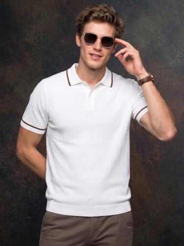 Image of Veirdo Men's Flatknit Printed Half Sleeve Polo T-Shirt with Collared Neck, Regular Fit, Casual Style for Office, Travel, (Sizes S to 2XL)