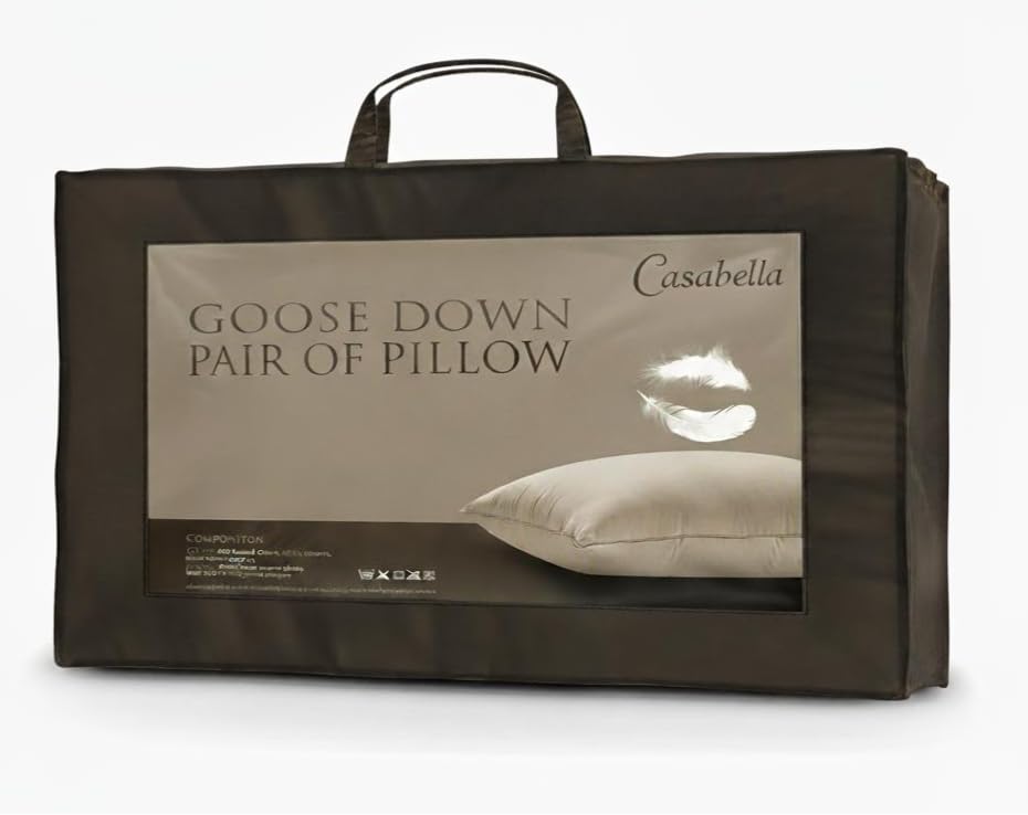 Casabella Pillows - Pillows 2 Pack - Goose Feather & Down Pillow - Prime Quality Neck Pill...