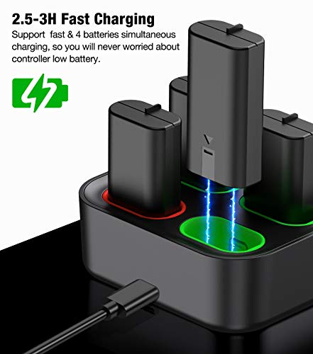Rechargeable Xbox One Controller Battery Pack Charger With 4X1200Mah Xbox One Series X Battery, Xbox Charging Accessories Kit For Xbox One Series S/X, Xbox One/X/S/Elite Controllers #TOP2
