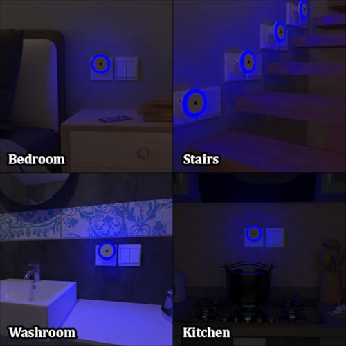 Image of fizzytech Smart Motion Sensor LED Light Bulb with Automatic On /Off and Dimmable Blue Glow, Energy Efficient 7W LED Bulb for Home, Stairs, Kitchen, Bathroom, Wardrobe Lighting (Round Blue Pack-2)