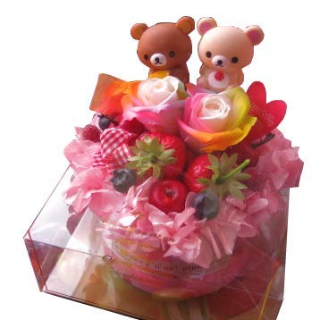 Amazon リラックマ入り 花 コリラックマ フラワーケーキ レインボーローズ プリザーブドフラワー入りギフト ケース付き キャラクター柄おまかせです フラワーガーデンリーブス プリザーブドフラワー