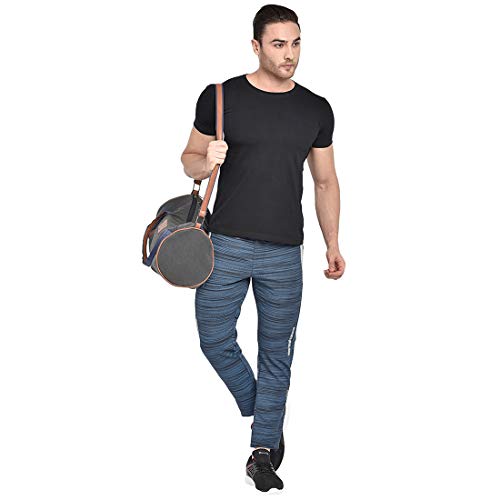 Image of BEEVEE Mens Navy Printed Stretch Elasticated Knits Trackpant with Drawstring.