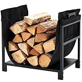 SMUG 18 Inch Firewood Rack Holder, Heavy Duty Logs Holder for Indoor Fireplace, Outdoor Metal Wood Pile Storage Stacker Organizer, Patio Logs Stand tool