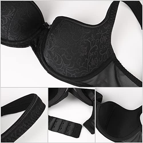 Haci Women's Sexy Balconette Bra Demi Half Cup Push Up Lightly Padded Shelf Underwire Low Cut Bras(Black,40Dd) #TOP6