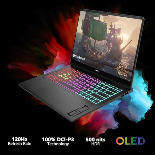 Image of HP Omen Transcend 14 Gaming AI Laptop 14 inch 3k OLED 120Hz (100% DCI-P3, HDR 500nits) Intel 16-core Ultra 7 255H 32GB RAM 1TB SSD GeForce RTX 5060 (Up to 572 AI Tops) RGB Backlit HyperX Win11 ICP Hub