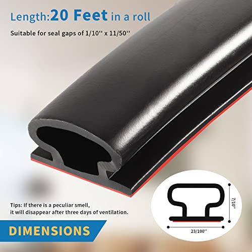 Solike 20 Feet Rubber Door Seal Weather Stripping, 3M Adhesive Backing D-Shape Door Weatherstripping For Doors Soundproofing Insulation Blocker, Easy Cut To Size (Black) #TOP2