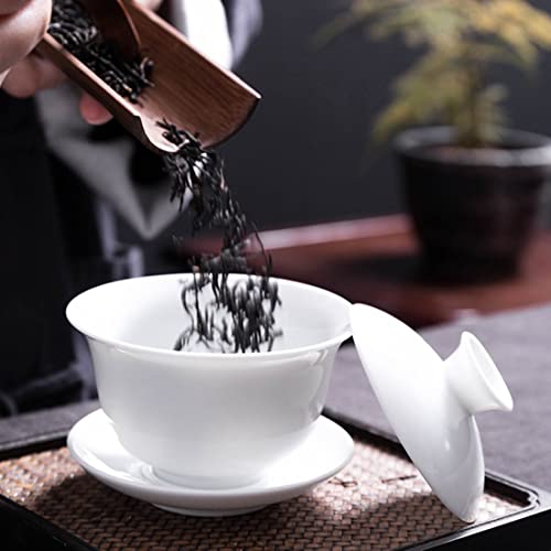 Image of Liang baobao Traditional Gaiwan Tea Set with Lid and Saucer Classic Chinese Tea Cup Porcelain Teacups 200ml White
