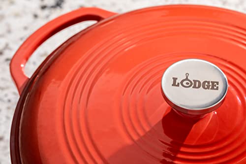 Lodge 7.5 Quart Enameled Cast Iron Dutch Oven with Lid – Dual Handles – Oven Safe up to 500° F or on Stovetop - Use to Marinate, Cook, Bake, Refrigerate and Serve – Poppy - Image 5