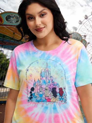 Image of NANYUAYA Plus Size Magic Shirts for Women Castle Kingdom Graphic Magical T Shirt Cute Holiday Princess Tee Vacation Tops