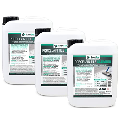 Smartseal Porcelain Patio Cleaner - Premium Indoor and Outdoor Porcelain Tile Cleaner - Ultimate Tile Cleaner Solution Ideal For Porcelain Patios, Paths, Driveways, And Indoor Tiles - (3 x 5 Litres)