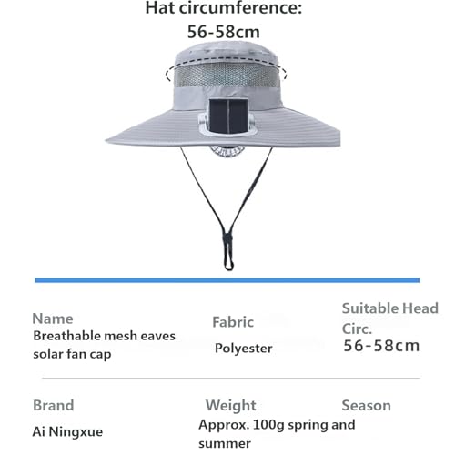 Gorro con ventilador solar para pesca, sombrero de ala ancha miniatura 3