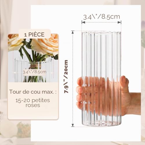 Vase transparent pour fleurs centre de table de salon et dîner