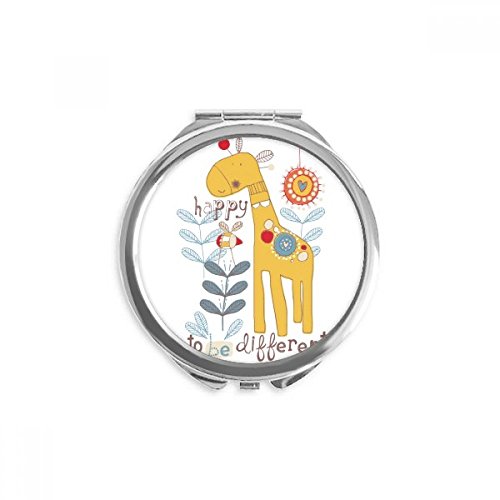 Miroir girafe jaune portable rond de maquillage de poche de format 6.6 cm x 6 cm multicolore