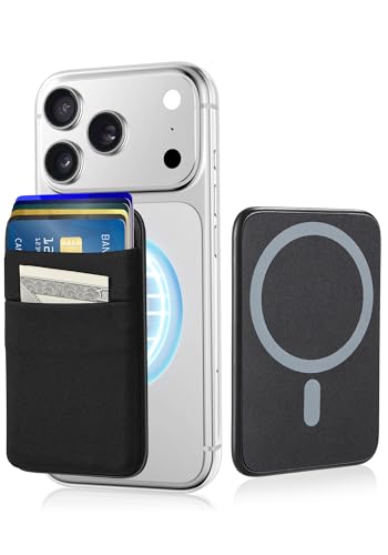 Senose Compatible for Magsafe Wallet, 6 Cards Holder, Slim Stretchy Magnetic Phone Wallet for Back of Phone Compatible for iPhone 17/16/15/14/13/12 Pro Max Plus Air Series, Black