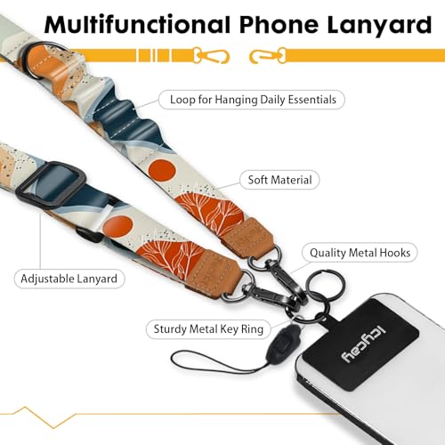 Image of Icycay Phone Lanyard Crossbody Strap Adjustable Teacher Women Abstract Art | for Cell Phone Case Keys ID Badges, Anti Theft, Multifuctional, Neck Phone Holder, Travel Hiking Essential Accessories, Gifts