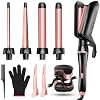 5 in 1 Curling Iron, Curling Wand Set Versatile Hair Curler Wand Kit for Waves Curls Blowout for All Hair Types 4 Interchangeable Ceramic Barrels(0.35-1.25'') Fast Heating for Travel and Home Use