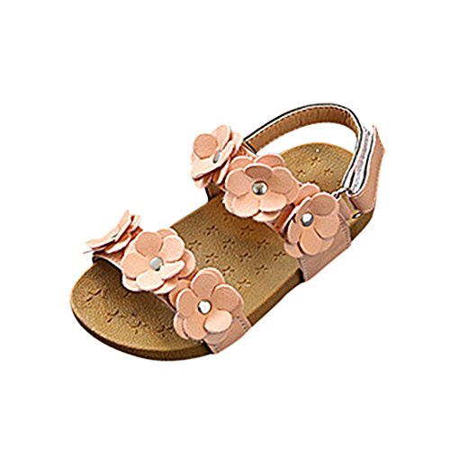 White Sandals for Girls Toddler Baby Girl Sandals Floral Sole Kids Children Princess Sandals Beach Shoes (Pink, 28)