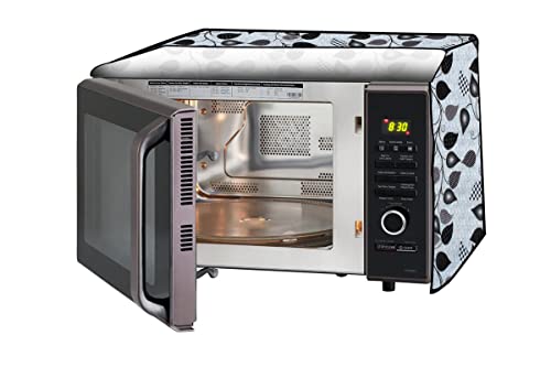 Image of Stylista Microwave Oven Cover for IFB Solo 20PM2S 20 liters 800 Watts Petals Pattern Grey