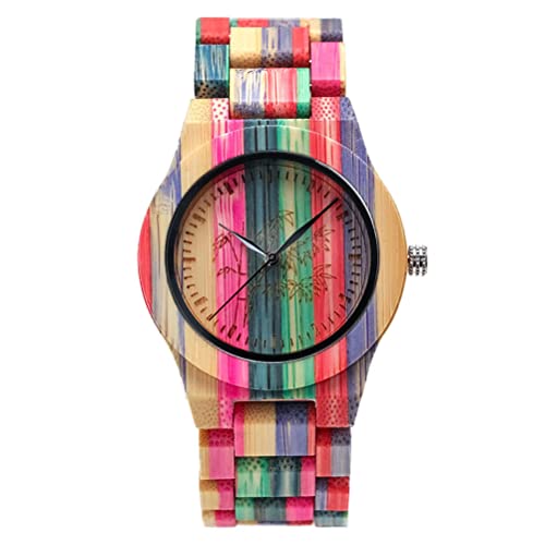 VILLCASE 1 pc Bambu Wood Wrist Watch relógio de pulso fresco diário casual relógio de quartzo