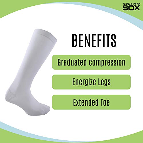 Sugar Free Sox Mens Big And Tall Graduated Compression Socks 15-20 Mmhg 1 Pair (13-16, White) #TOP2