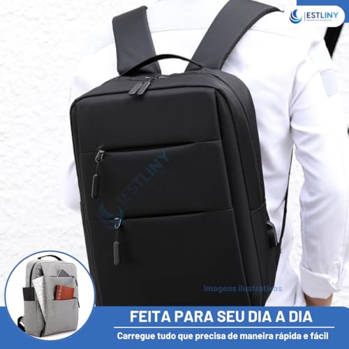 Mochila Masculina para Notebook Reforçada Escolar Trabalho Viagem Executiva com Saídas USB Unissex