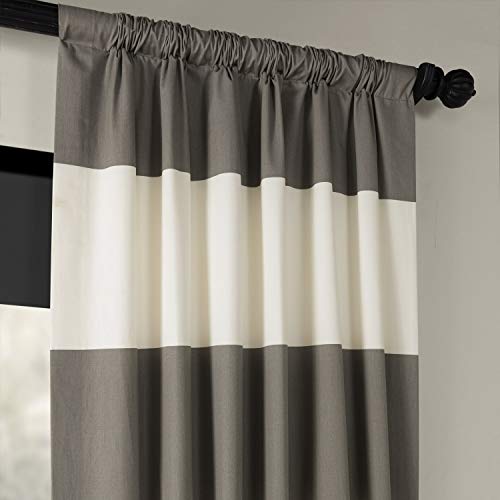 Hpd Half Price Drapes Horizontal Stripe Curtains For Living Room 50 X 120 (1 Panel), Prct-Hs02-120, Slate Grey & Off White #TOP3