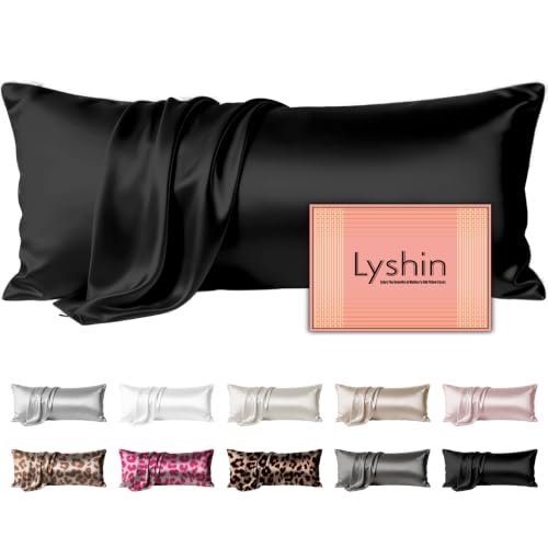 Image of LYSHIN Silk Body Pillow Case with Zipper, Body Pillow Pillowcase, Black