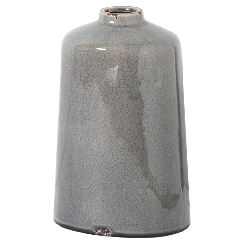 Image of Hill Interiors Garda Grey Glazed Liv Vase, Mixed, 28 x 18 x 1.5cm