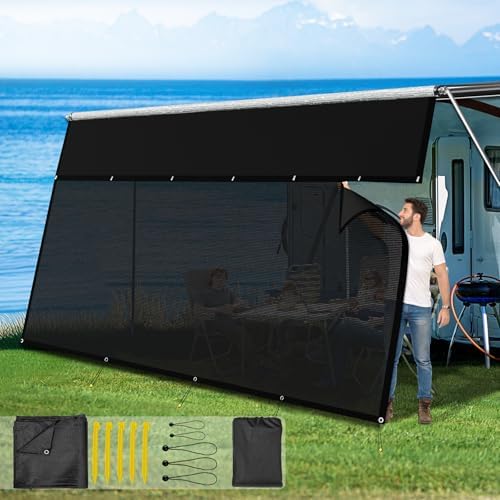 Glamful RV Awning Sun Shade Screen with Zipper 9