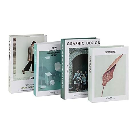 EESLL Fashion Decorative Book,4PCS Hardcover Modern Decorative Book Stack,Display Books,Fashion Design Book Set,Fake Books for Coffee Table Bookshelves, (62382056-8787-1845014271) Cover