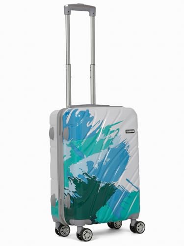 Image of Teakwood World Small 55 cm Cabin Size Trolley Bag Polycarbonate 360 Degree 8 Wheels Luggage Bag with TSA Lock, Adjustable Handle Trolley Bags for Travel, Suitcase for Travel | Wave Green