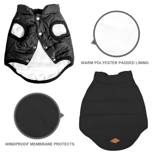 meioro Winter Hundemantel Warme Hundejacke, Kaltes Wetter Haustier Kleidung Winddichte Welpenmäntel, Hund Fleeceweste Weiches Sweatshirt für Kleine Mittlere Hundepullover Outfit (Schwarz,M)
